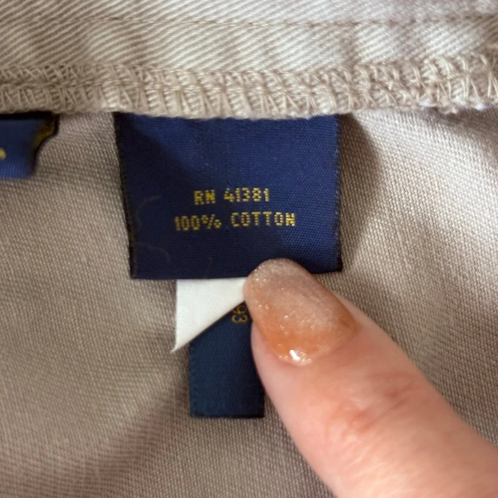 Polo Ralph Lauren Mens Khaki Chino Shorts Tan Cotton Twill Size 34 Flat Front